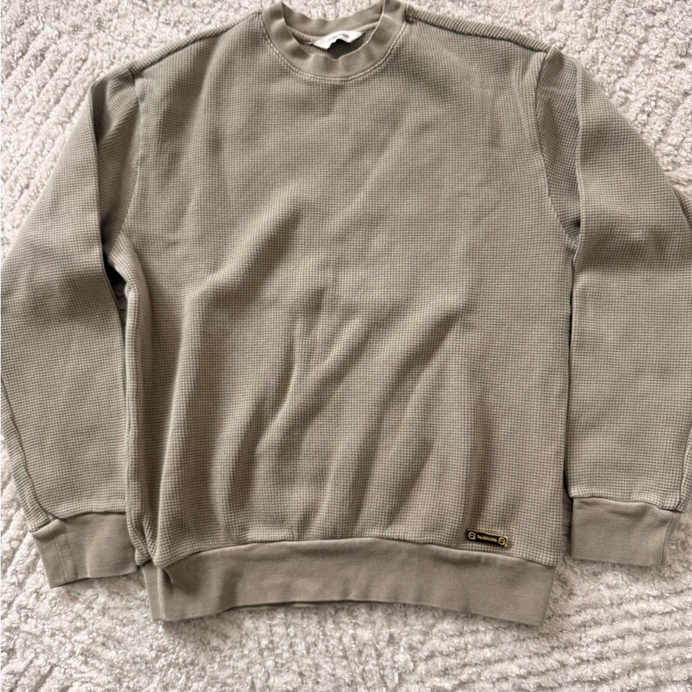 TALENTLESS Men's Taupe/Olive Crewneck Waffle Sweatshirt